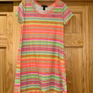 Lauren Ralph Lauren LOGO Dress Women's Spring Summer Striped Colors T-Shirt SZ M